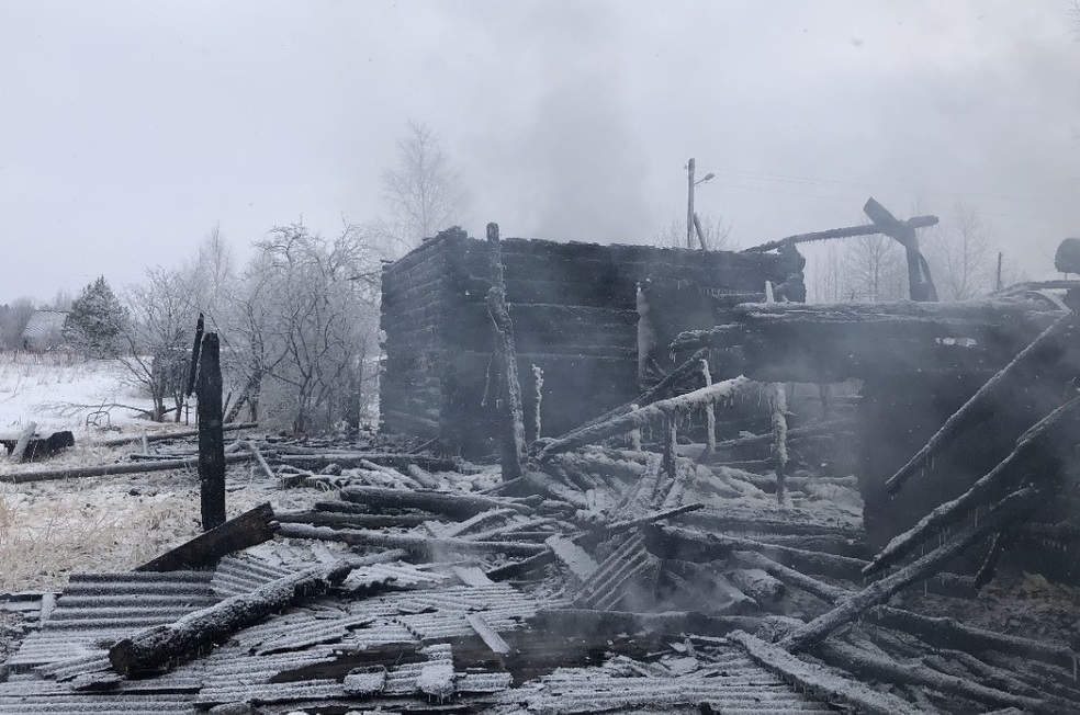 При пожаре в Холмогорской районе погиб человек